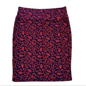 LuLaRoe Cassie Navy and Red Vines Pencil Skirt